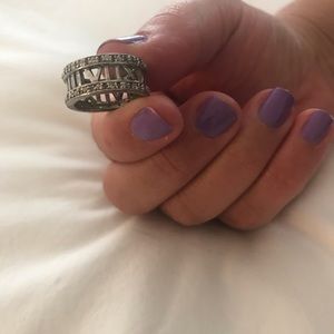 Women’s Roman Numeral silver zirconia Ring